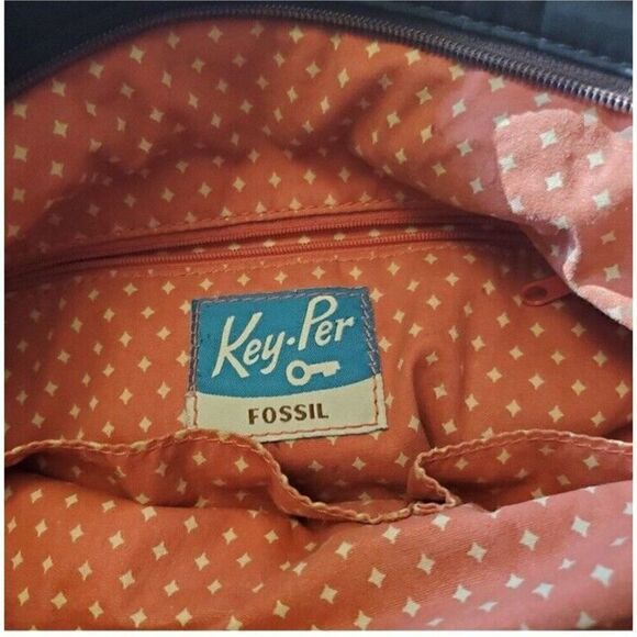 Fossil Black Quilted Shoulder Bag Floral Key Per - Picture 6 of 8